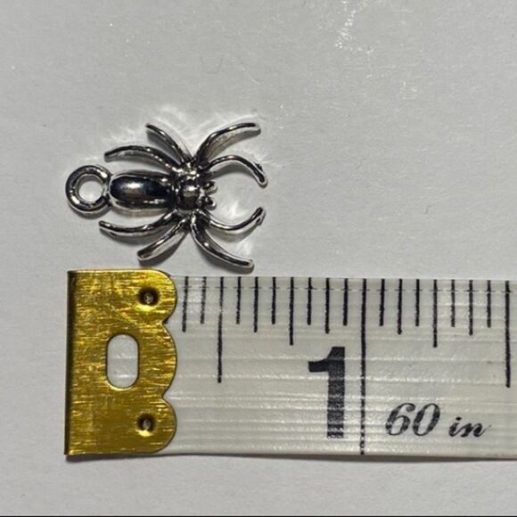 Silver Plated Spider Charm, Nickel Free Small Hoop Earrings, NEW - Picture 4 of 6